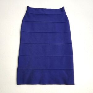 BCBG MaxAzria Women's Blue Leger Knit Bandage Pencil Midi Skirt Size XS